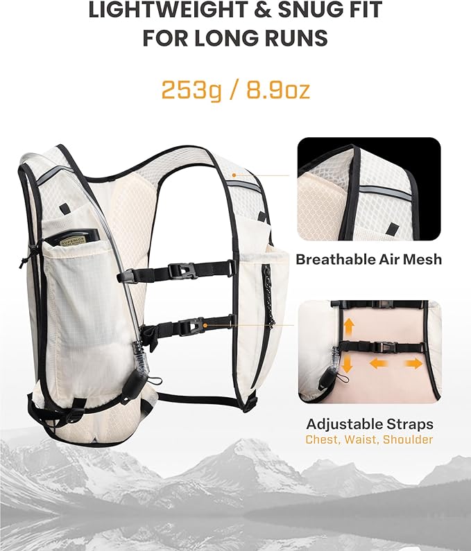 EVERFUN Hydration Backpack Running Vest Small Hiking Water Backpack with 1.5L Water Bladder, Updated Lightweight Reflective Hydro Pack 2.0 for Trail Running, Biking, Race, Marathons