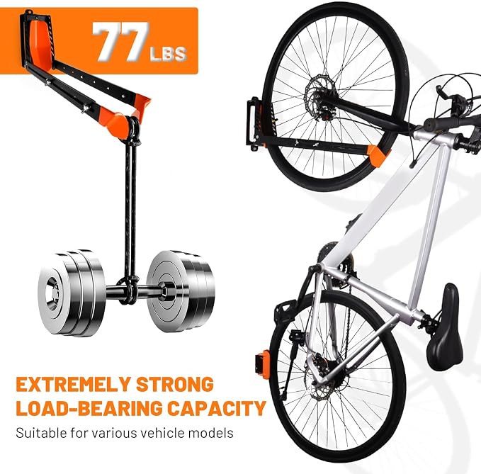 Swivel Bike Rack Wall Mount, 1 pcs Bike Hanger Wall Mount, Wall Space-Saving Vertical Bike Hanger, Sturdy Bike Storage Rack, Indoor Bicycle Hooks