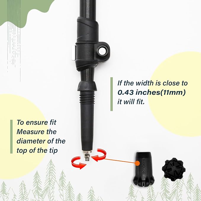 TREKOLOGY Trek-Z Collapsible Hiking & Trekking Poles -100cm-120cm (Black) Adjustable Length - Bundle with 8 pcs of Rubber Pole Tip - Perfect Set for Hikers, Backpacker - Walking Stick for Camping