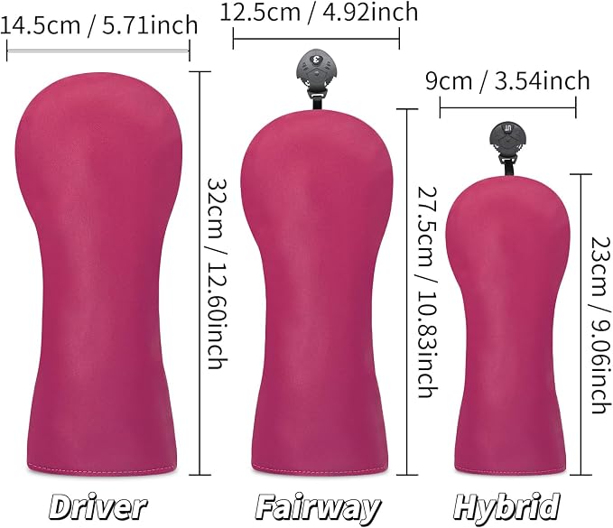 Golf Accessories Golf Club Covers for Driver, Fairway, Hybrids - Golf Driver Headcover/Golf Fairway Wood Head Cover/Hybrid Headcover for Men/Women Golfer