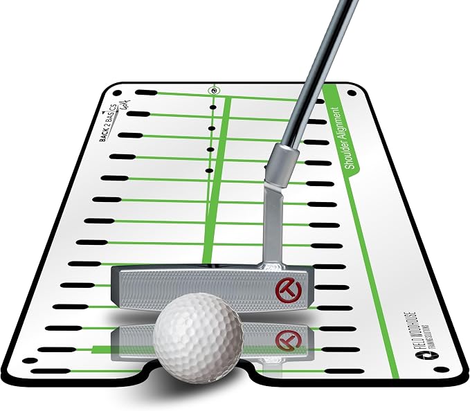 BACK 2 BASICS Golf Putting Mirror Golf Putting Aid Putter Practice Dual Sided Alignment Tool Indoor Training Posture Arc Mirror for Men & Women Compact Portable Setup Precision Swings