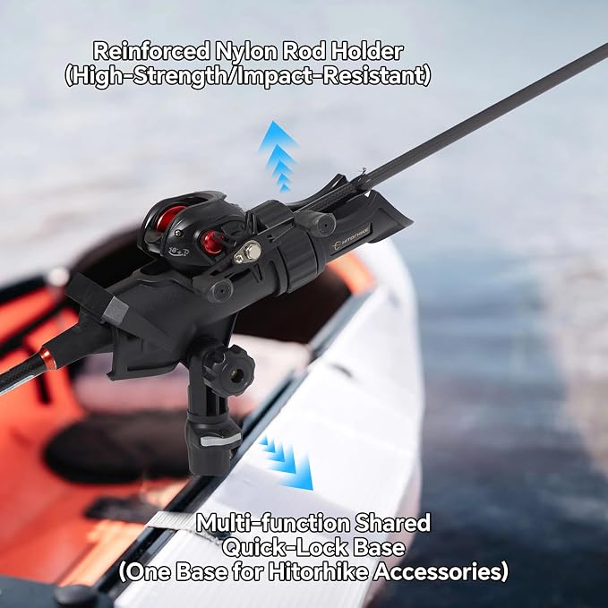 HITORHIKE Fishing Rod Holder Universal Fit Kit Allows for 360-degree Adjustment Kayak Fishing Boat Powerlock Rod Holder