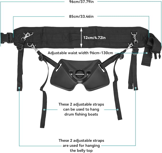 Fishing Belt Rod Holder, Adjustable Fish Fighting Belt Waist Rod Support Holder Stand Up Fish Fighting Rod Holder for Fishing Accessories