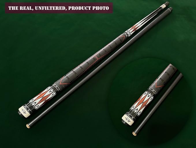 Tai ba cues 2-Piece Pool Stick with 1x1 Case, PU Rubber Grip, 13mm Multilayer Leather Tip, 58", Hardwood Canadian Maple Professional Billiard Pool Cue Stick 19-21 Oz
