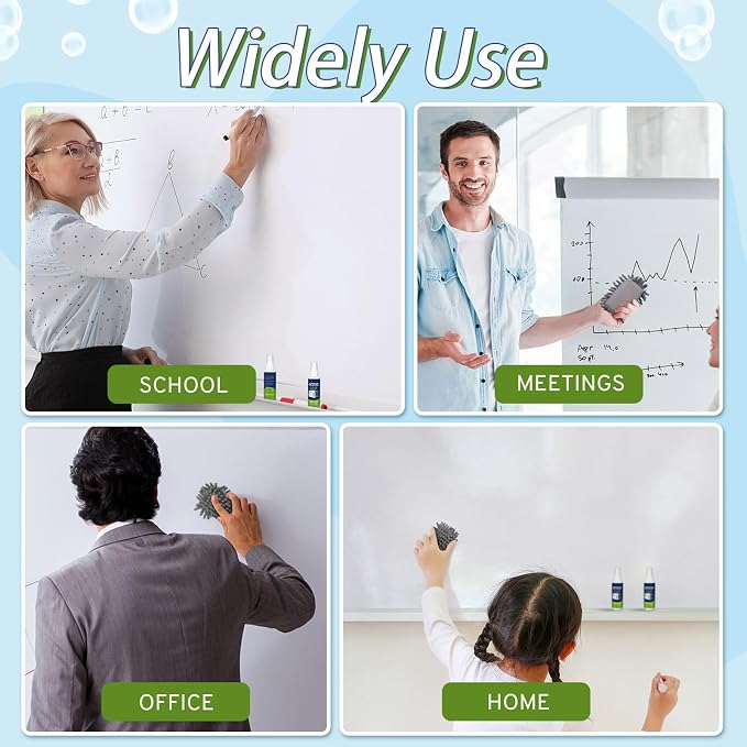 Fuyoooo 6 Pack Whiteboard Cleaner 3.4 Fl oz White Board Cleaning Spray Dry Erase Board Cleaner with Microfiber Shag Whiteboard Eraser Removes Stubborn Marks from Chalkboard(Grey)