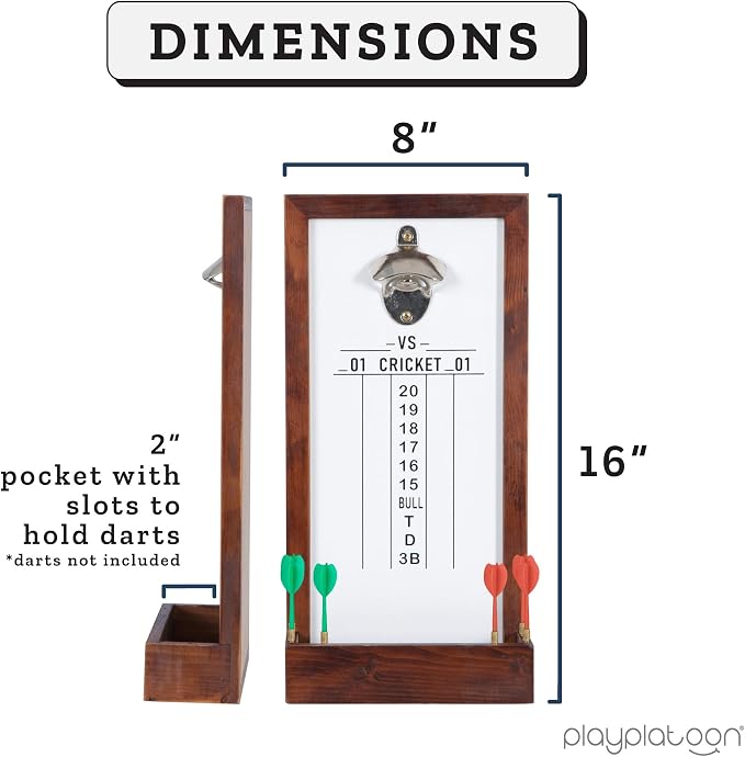 Play Platoon Dart Scoreboard & Darts Holder Wall Mount - Wood Score Board, Professional Darts Accessories, Dart Holder