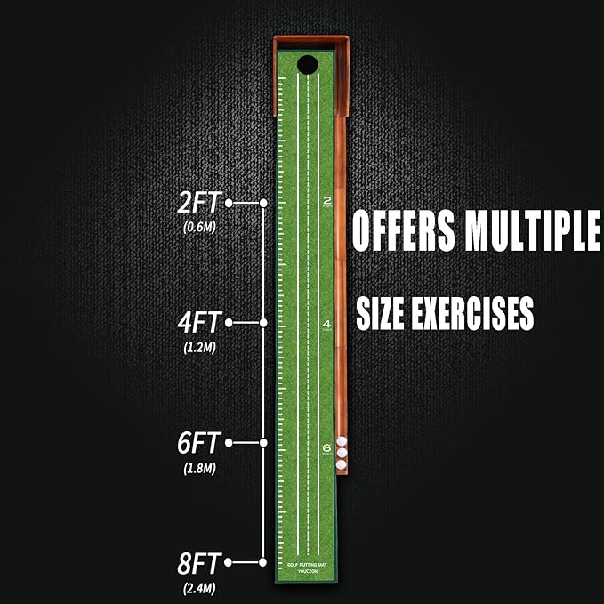 YOUCZON Putting Green Indoor,Golf Putting Mat with Auto Ball Return,Premium Crystal Velvet Surface, Practice Putting mat, Perfect Training Aid & Gift for Golf Lovers Christmas