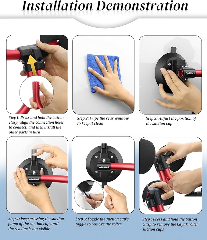 Kayak Roller, Kayak Loader Assist with Suction Alert Design, Triangle Structure & Heavy Duty Suction Cups