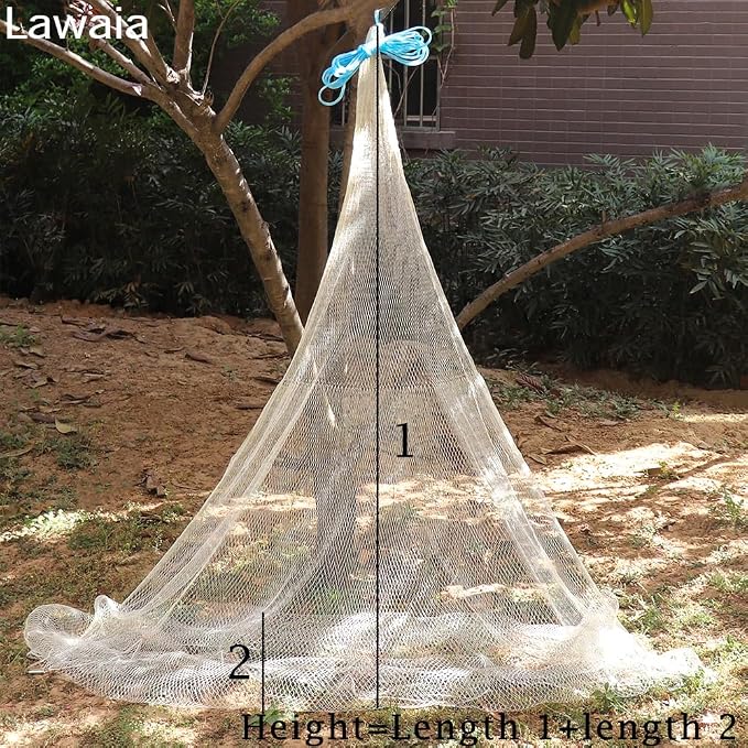 Lawaia Traditional Fishing Cast Net Multifilament Line Landing Net with Steel Pendant Weight Hand Throwing Fish Net White Nylon Small Mesh