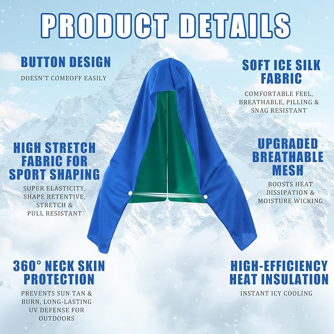 Breling 10 Pack Cooling Hoodie Towels, UPF 50 Sun Protection & Instant Cooling Towels Hoodie for Neck and Face Head Wrap for Hot Weather Sport, Gym, Camping Summer Outdoor Activity(Multicolor)
