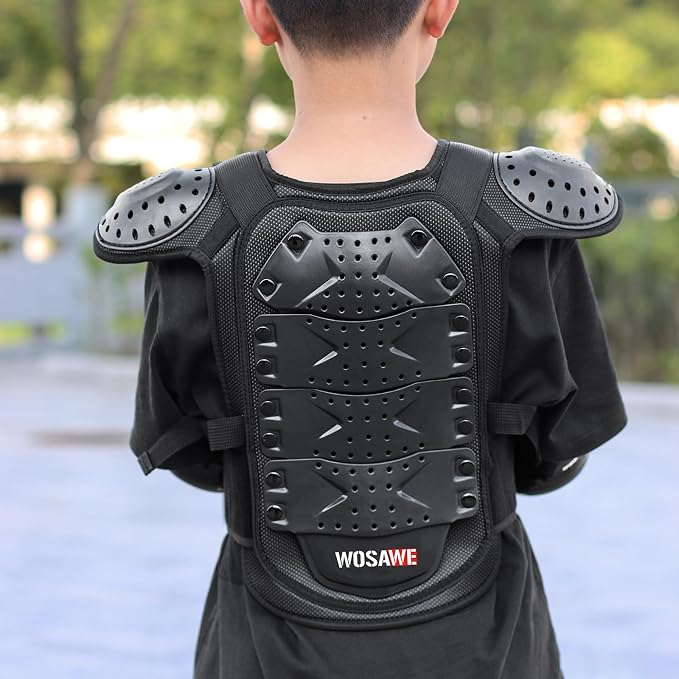 WOSAWE Kids Balance Bike Cycling Body Armour Vest Snowboarding Training Bicycle Chest Spine Protector, Small
