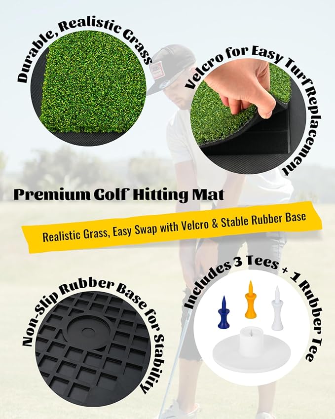 High-Precision Golf Hitting Mat – Practice Mat with Swing Path Feedback & Impact Detection – Indoor/Outdoor Use – Golf Swing Trainer for Home Training – Gift for Golfers, Beginners & Pros