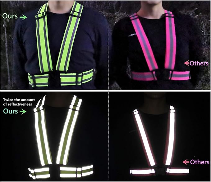 High Visibility straps |Safety Vest |Adjustable & Elastic | Reflective Running Gear for Jogging,Walking,Cycling,Construction Workers,Motorcycle,Men,Women (1, XXL-YELLOW)