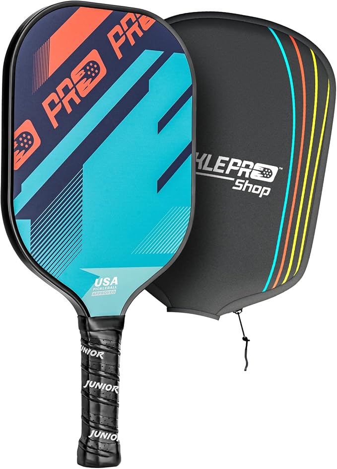 PicklePro Pickleball Paddles with Cover – Lightweight Fiberglass Pickleball Paddle for Kids, Youth & Beginners, Cushioned Grip, 13mm Honeycomb Core, Indoor & Outdoor Racket, USAP Approved