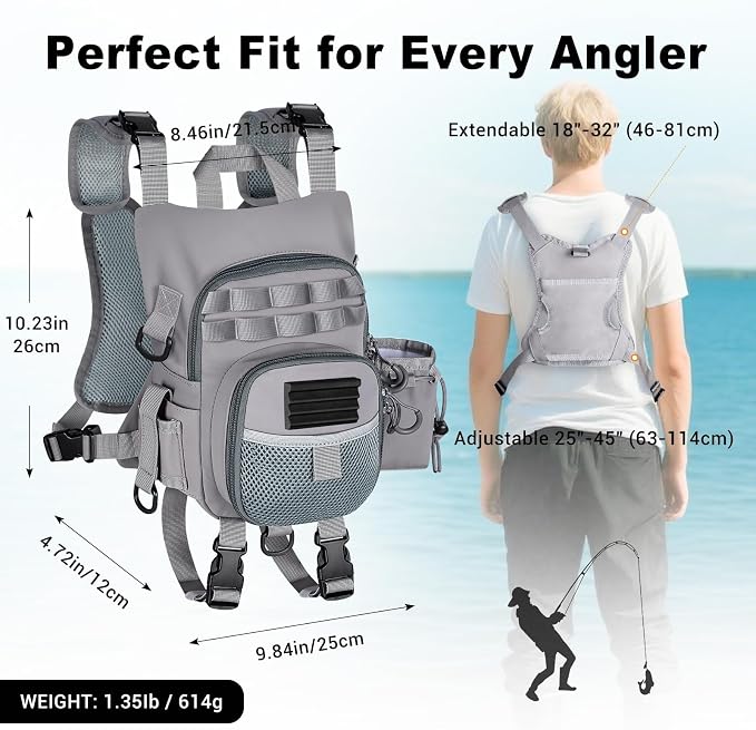 Ultimate Lightweight Fly Fishing Chest Pack - Water-Resistant Specialized Gear Storage with Quick-Access Design for Streamside Adventures