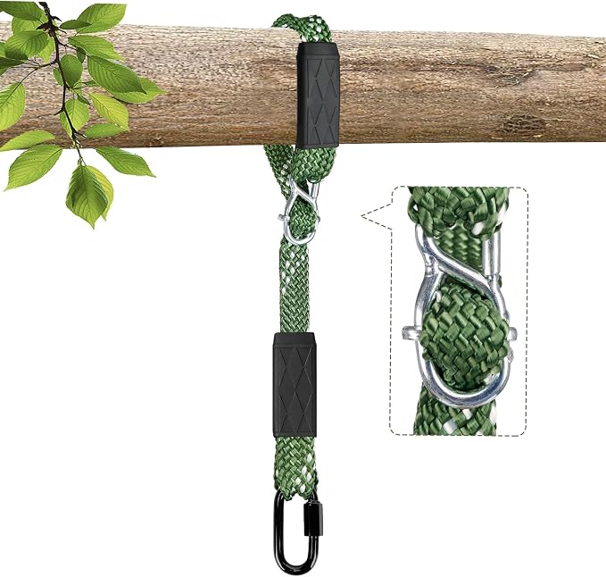 5ft Tree Swing Hanging Straps,800 LB Capacity Adjustable Nylon Heavy Duty Swing Ropes with Safer Lock Snap Carabiner for Hammock, Swing, Outdoor Camping and Aerial Yoga