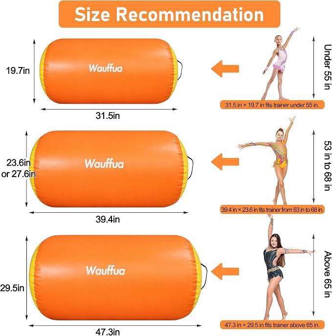 Gymnastic Air Barrel, Inflatable Tumble Track, Tumbling Mat, Roller Octagon Trainer for Back Handspring and Back-bend for Home, Gym, No Pump
