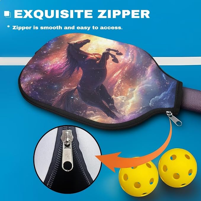 Horse Pickle Ball Paddle Cover 2 Pieces Pickleball Paddle Cover with Zippered Pickleball Covers for Paddles Racket Sleeve for Most Standard Pickball Paddles Gifts for Sports Lovers