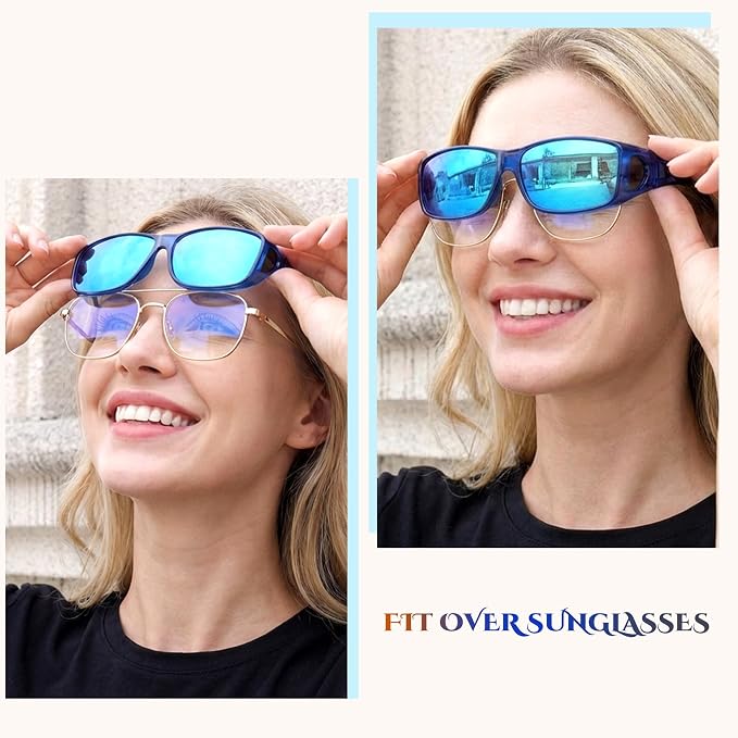 LVIOE Over Glasses Sunglasses Wrap Around Polarized Sunglasses for Men Women Fit Over Prescription Glasses with UV Protection