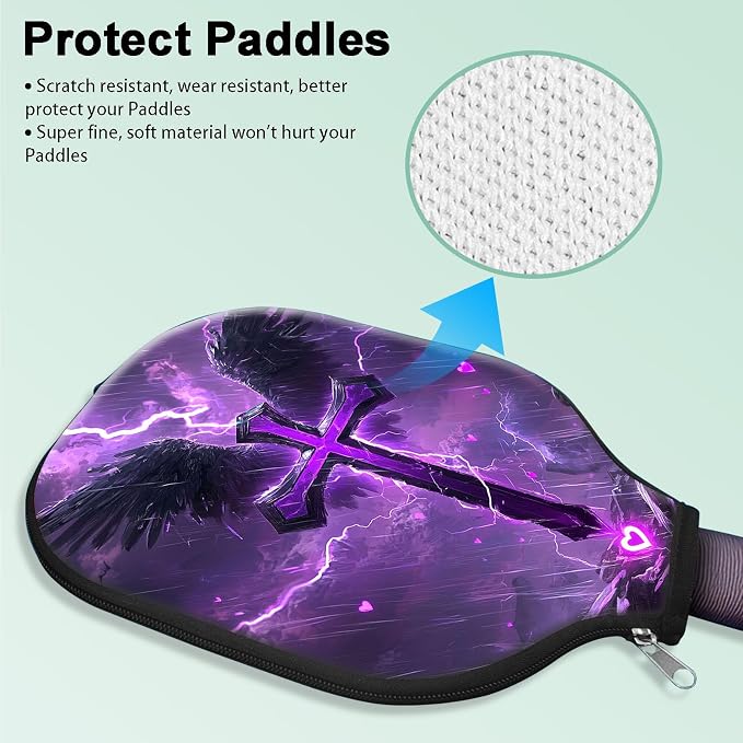 Pickleball Paddle Cover- Premium Water-Resistant Racket Sleeves with Reinforced Zippers, Universal Fit for USAPA Standard Paddles, Extra Padding Protection 6