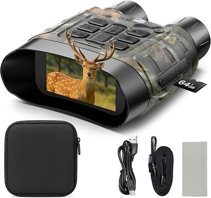Night Vision Goggles 4K, 112 MP Full Color Night Vision Binoculars 18X Zoom, 5000mAh Battery, 1968ft Range, 64GB Card Included, Infrared Binoculars for Hunting Camping Security