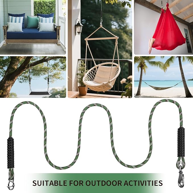 Heavy Duty Tree Swing Ropes, Hammock Hanging Chair Hanging Kit Adjustable Swing Hanging Straps Outdoor Camping Playground Set Accessories 7.25Ft(87")