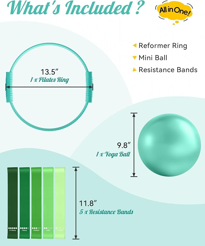 SUBCULTUREPICK Pilates Ring, Silicone Magic Pilates Rings, Lightweight & Durable Flexible Fitness Circle Exercise Equipment for Toning Arms, Thighs,Legs, Core,Yoga & Physical Therapy