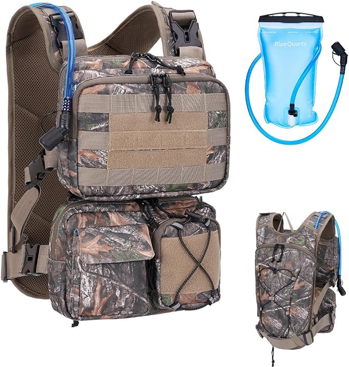 Blue Quartz 3-in-1 Running Vest with 2L Water Bladder, Lightweight Tactical Hydration Backpack with Detachable Waist Pack, Reflective Chest Pack for Hiking Running Cycling Race for Women Men