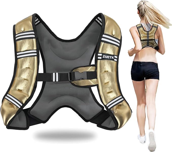ZUETK Weighted Vest, 6lb/8lb/12lb/16lb/20lb/25lb/30lb Weight Vest with Reflective Stripe, Weighted Vest for Men Women Workout Equipment for Strength Training, Running, Jogging, Fitness, Weight Loss