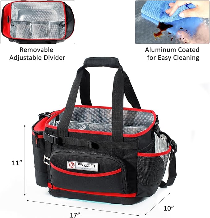 Large BBQ Organizer with Molded Hard Base, Compatible with Blackstone Outdoor Utensil Bag for Camping, Picnic & Tailgating, Portable Cooking Accessories Tote, Gift for Men