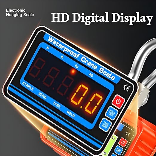 3000kg/6600lbs Digital Crane Scale, Waterproof Industrial Scale, Rechargeable Hanging Scale with Remote Shackle & Hook, Division 0.5kg, LED Display, KG/LBS/N