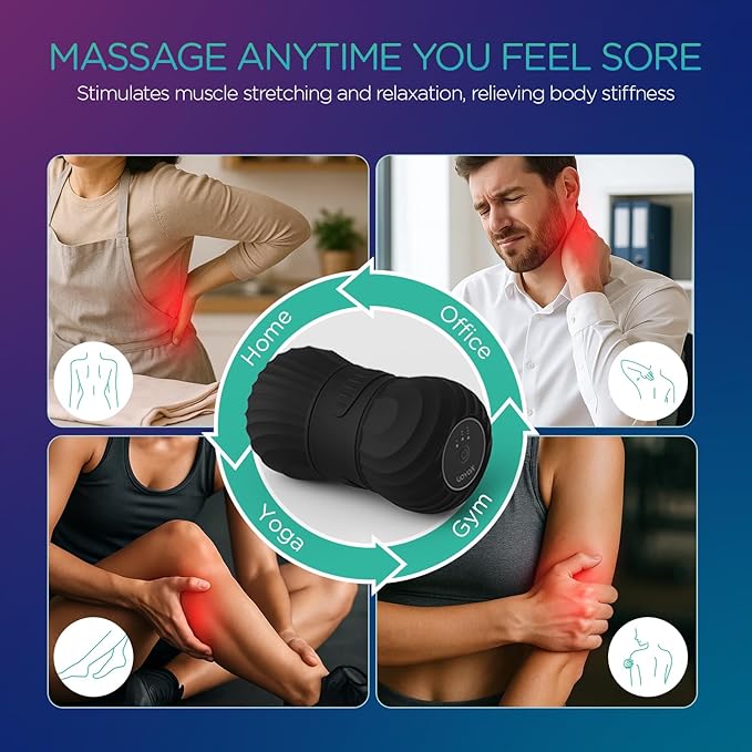 Vibrating Peanut Massage Ball Roller, Electric Double Lacrosse Massage Ball with 4 Intensities for Muscle Pain Relief, Rechargeable Deep Tissue Massage, Yoga Sports Fitness MB300 (Black)