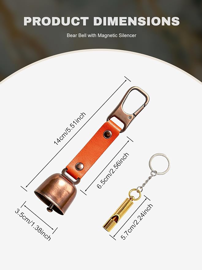 CHADWICK Bear Bell with Magnetic Silencer & Brass Whistle,1 or 2 Pack in Elegant Gift Box, Ideal Gift for Hikers, Campers, and Outdoor Enthusiasts