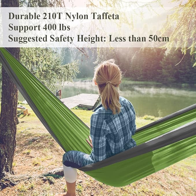 Forbidden Road Camping Hammock 400lbs Capacity Portable Hammock for Outside, Backyard, Travel, Backpacking, Beach