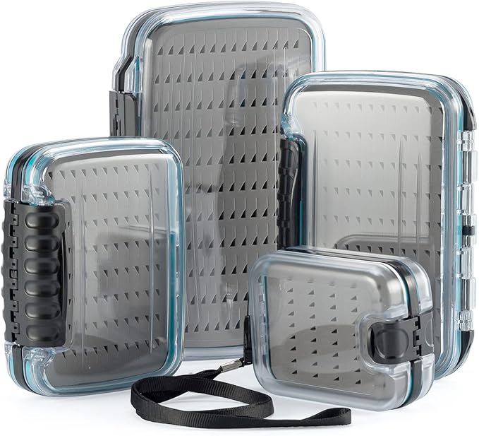 Dr.Fish Fly Fishing Box, Flies Storage Case Waterproof Silicone Double Sided Clam Fishing Jig Boxes Crappie Panfish Trout 4 Size