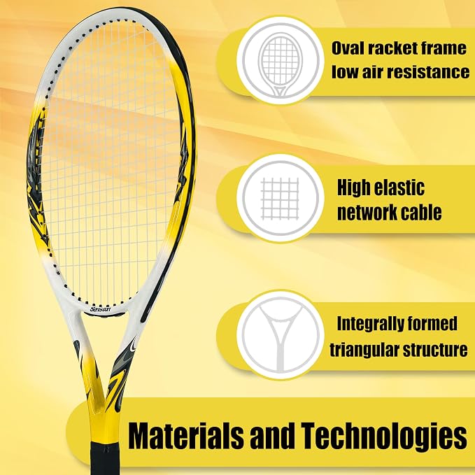 Senston 27 inch Tennis Racket for Adults 1 Pack Tennis Racket Set Tennis Overgrip, Vibration Damper