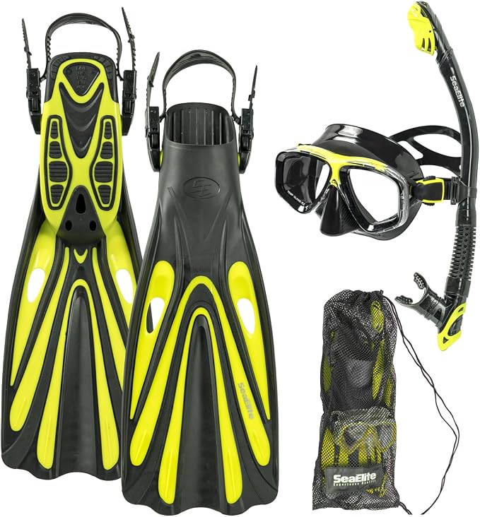 Sea Elite Starter Mask, Fin and Snorkel Package Two-Lens