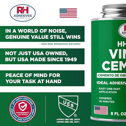 HH-66 Vinyl Cement 8 oz - Vinyl Adhesive, Cement Glue, Industrial Contact Cement for PVC & Vinyl Repair - Waterproof Flexible Vinyl Glue for Tarps, Pool Liners, Inflatables & Marine – RH Adhesives