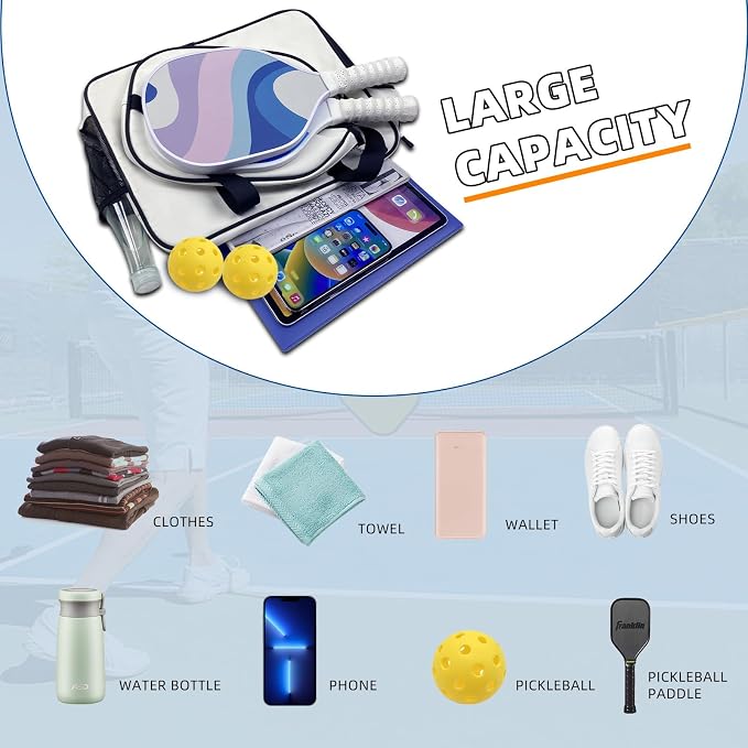 TPAID Pickleball Bag with Shoes & Wet Pocket, Court Bag for 2 Paddles