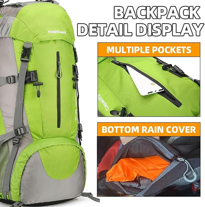 70L Camping Hiking Backpack with Rain Cover Waterproof Backpacking Backpack for Hiking Treeking Climbing Outdoor