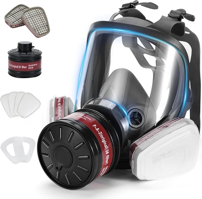 Full Facepiece with Filters for Paint, Chemical, Epoxy Resin, Spray Painting, Sanding Work