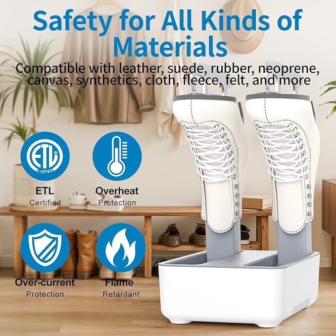 LAVIEAIR Boot Dryer and Deodorizer for Work Boots, Sneakers and Gloves, Portable Shoe Dryer with Retractable Hoses, Timer, and Heat Control.