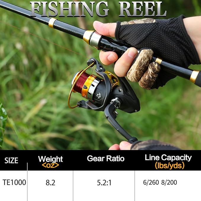Yoilrey Fishing Rod and Reel Combo – 5.9ft Telescopic Fishing Pole Starter Kit with Spinning Reel, Fishing Line, Lure Box & Tackle Bag for Travel