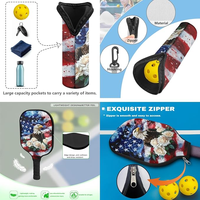 Pickleball Paddles Set 3PCS Pickleball Paddle Case Pickleball Racket Pickleball Bag Ideal for Beginners Gifts