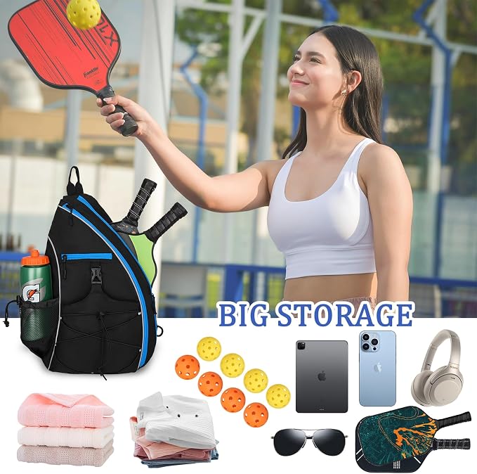 Goloni Pickleball Sling Bag for Men Women, Lightweight Pickleball Backpack with Fence Hook
