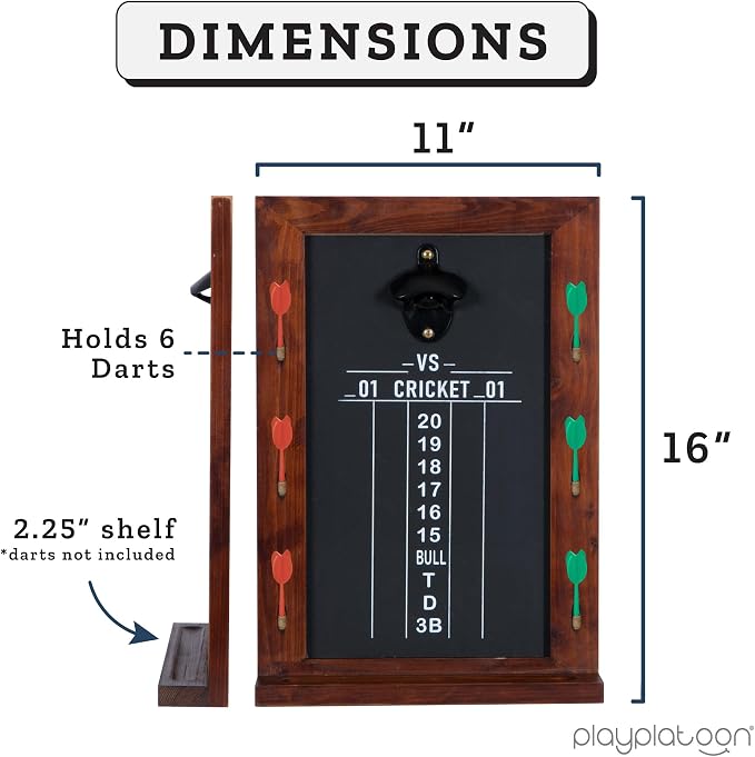 Play Platoon Dart Scoreboard & Darts Holder Wall Mount - Wood Score Board, Professional Darts Accessories, Dart Holder