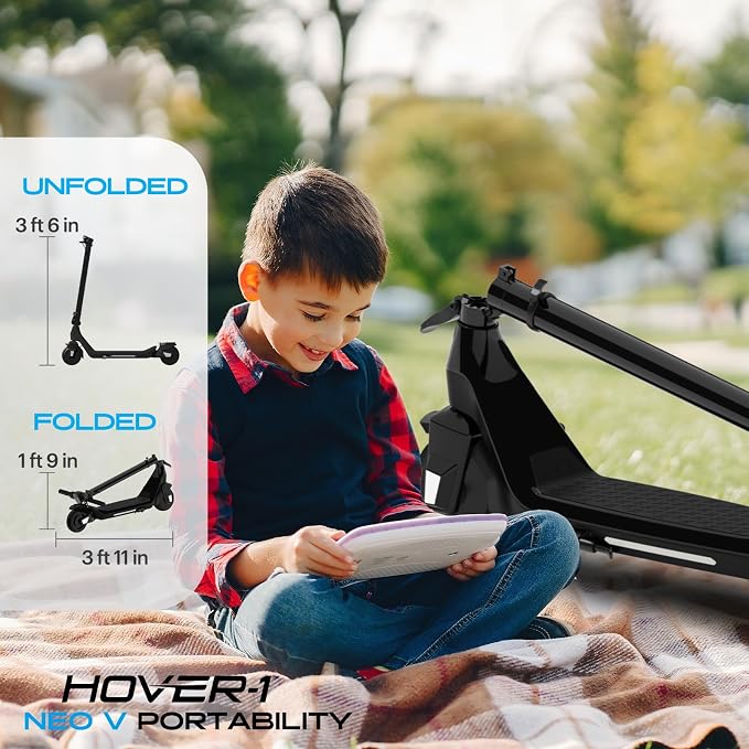 Hover-1 Neo Family Foldable Electric Scooter with 300W/250W/200W Rated Brushless Motor, 16/14/12 mph Max Speed, 8.5"/6.5” Wheels, 10/7 Mile Range Commuting Scooter for Kids & Teens Aged 4 to 16