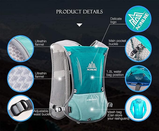 5L Lightweight Running Backpack Outdoor Sports Trail Racing Marathon Hiking Fitness Bag Hydration Vest Pack