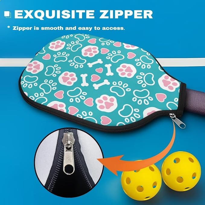 Pickleball Paddle Covers, Fits Standard Pickleball Racquets, Durable Zippered Paddle Cover Universal 8.6 x 11.4Inch