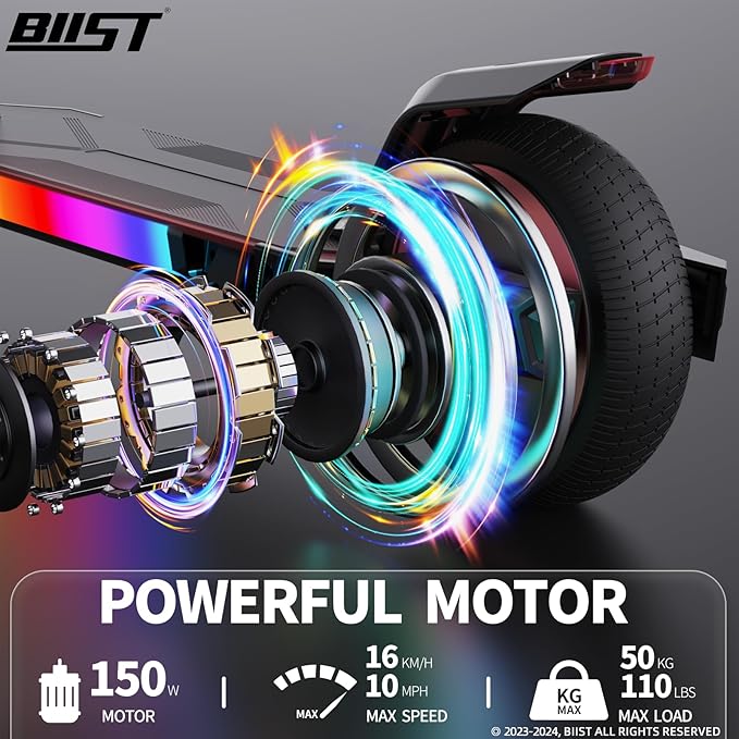 BIIST Foldable Electric Scooter for Kids, with LED Front Head Lights, Bar Lights, Shining Pedal Lights, LED Display, Dual Brakes 150W Motor Kids Electric Scooter， UL2272 Approved